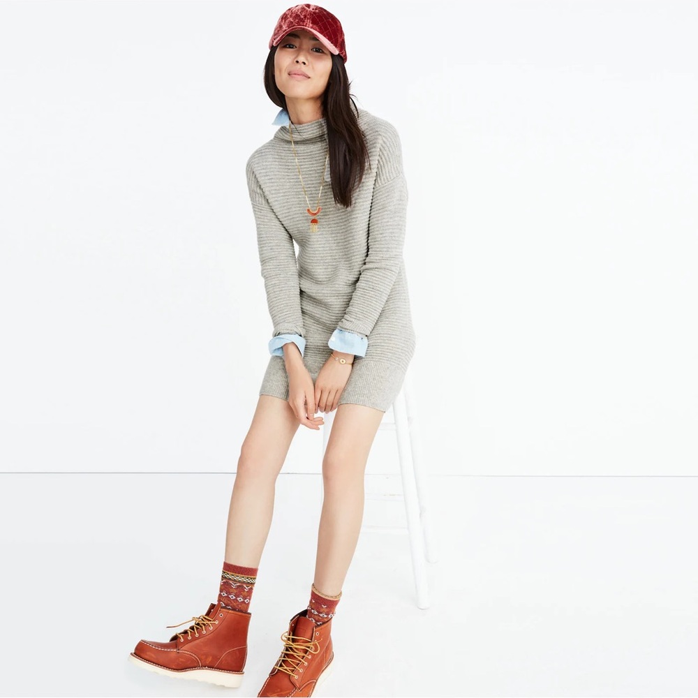 Madewell Skyscraper Sweater Short Mini Dress Women’s Large Knit merino wool